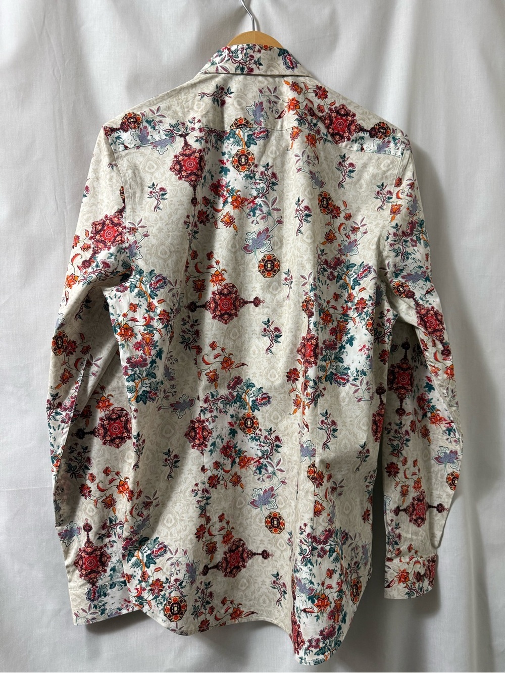 Paisley & Gray Cream Shirt with Red, Teal & Orange Floral Men’s Slim Shirt 0154 - Picture 10 of 16